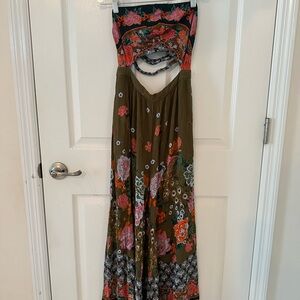Free People Floral Maxi Romper with Cutout Detail on back
